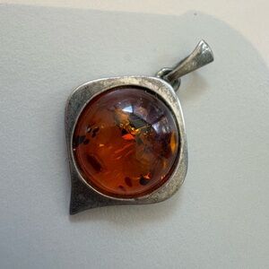 Amber and Silver Pendant